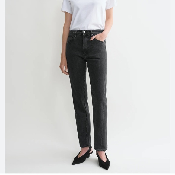 Toteme Denim - Toteme High Rise Black Washed Denim Straight Leg Jeans Size 28